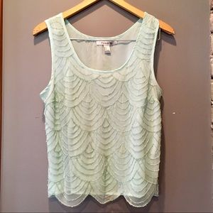 Beaded semi sheer lined tank